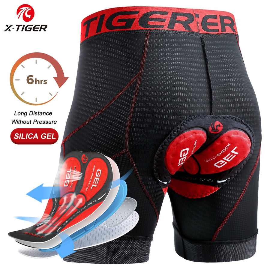 X-TIGER Cycling Shorts Men's Cycling Underwear Breathable Mesh Riding Underpant Gel Pad Shockproof Bike Shorts Bicycle Underwear