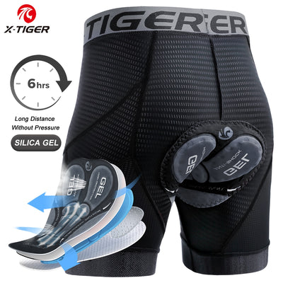 X-TIGER Cycling Shorts Men's Cycling Underwear Breathable Mesh Riding Underpant Gel Pad Shockproof Bike Shorts Bicycle Underwear